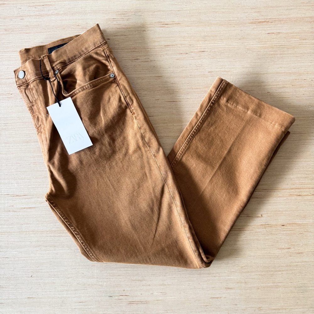 Zara Women's High Rise Bootcut Brown Cropped Flare Jeans Size 10 - Picture 5 of 12